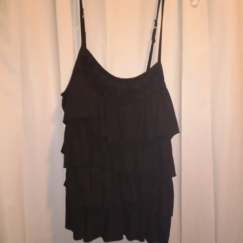 5 for $15 black ruffle tank top